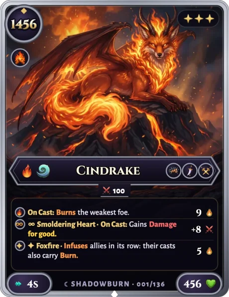 Cindrake, card