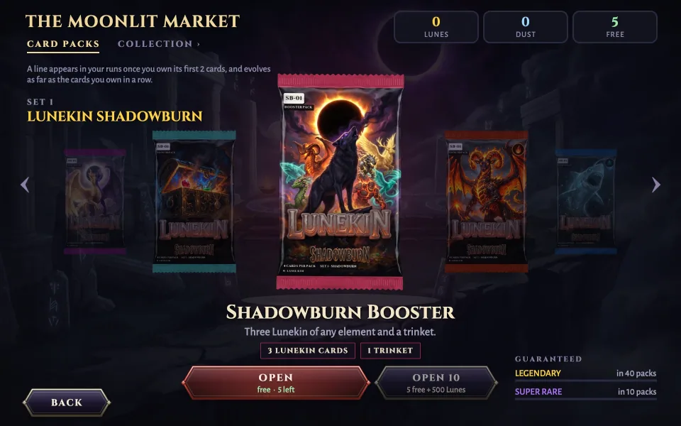 Il Moonlit Market, dove si aprono le bustine
