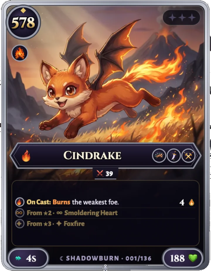 Cindrake ★0, card